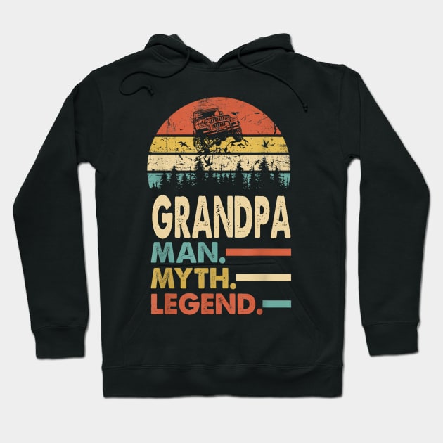 Grandpa Man Myth Legend Vintage Jeep For Mens Papa Father's Day Jeep gift Hoodie by David Darry